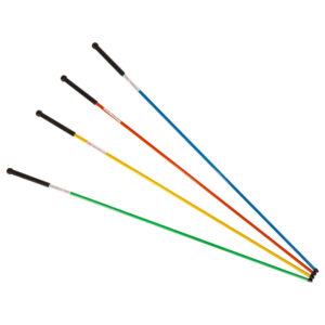 Colourful training javelins.