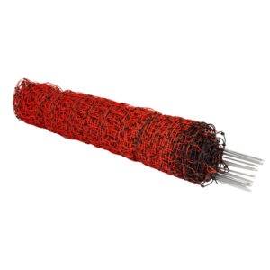 Red electric sheep netting fence.